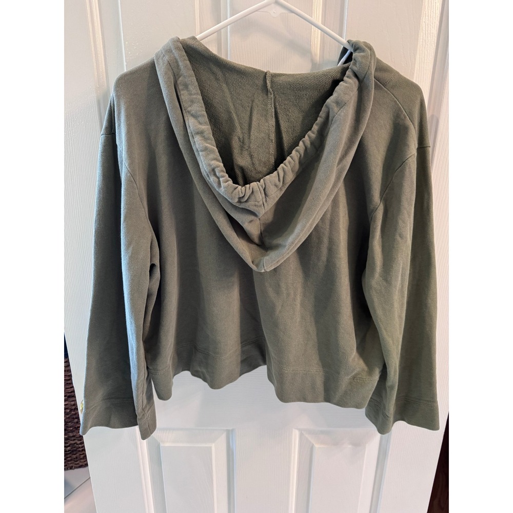 LOFT Outlet Womens Olive Green V-Neck Cropped Hoodie Sweatshirt Size M - Picture 6 of 11